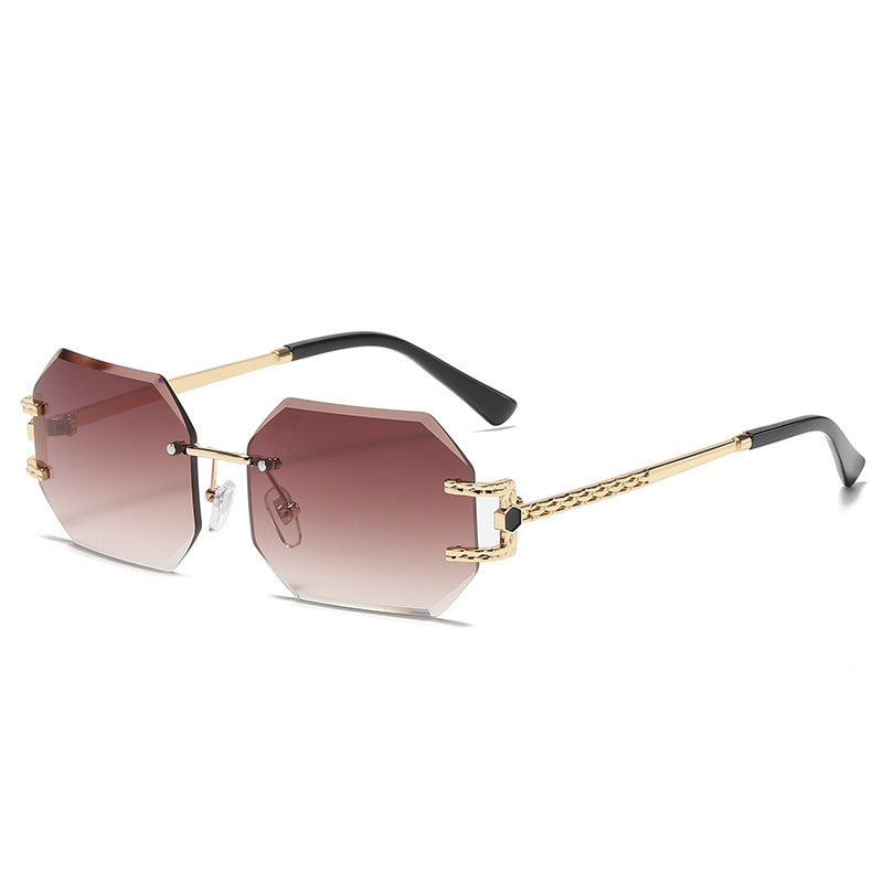 Frameless Trimming Sunglasses Polygon Women